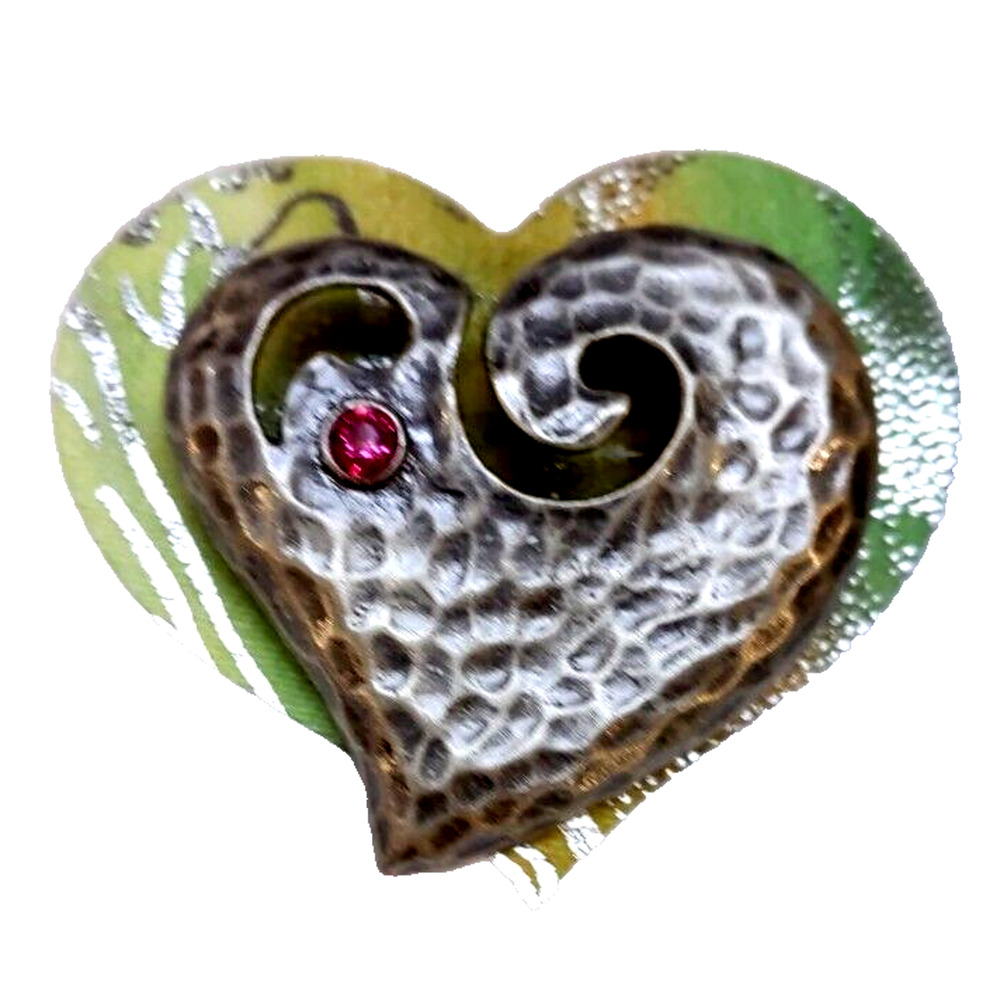 2007 Patricia Darling Dash Heart‎ Pin Brooch With Blank Inside Card NEW Worn Box
